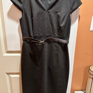Tahari Gray Midi Dress with Timeless Elegance